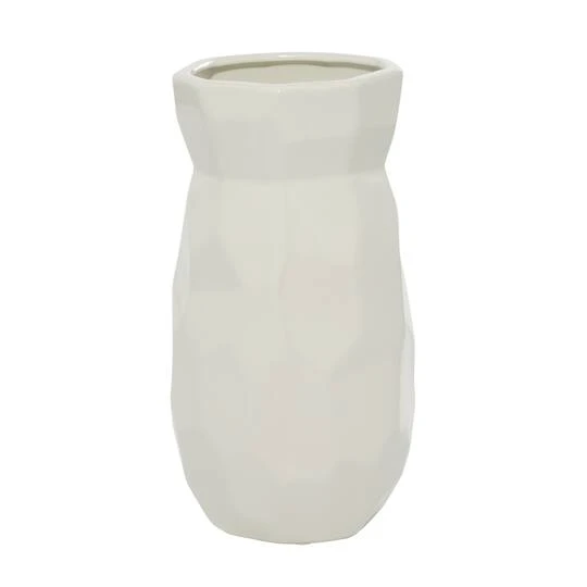 CosmoLiving By Cosmopolitan White Ceramic Modern Vase, 12" X 6" X 6" 6 CosmoLiving By Cosmopolitan White Ceramic Modern Vase, 12" X 6" X 6" - Image 6