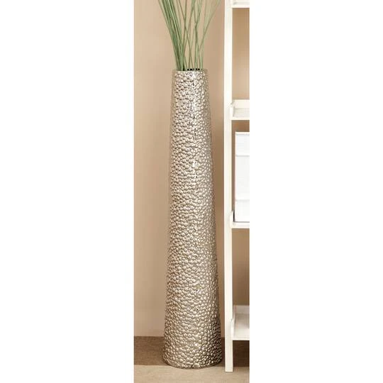 Silver Ceramic Glam Vase, 40" X 8" X 8" 5 Silver Ceramic Glam Vase, 40" X 8" X 8" - Image 5