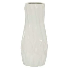White Ceramic Modern Vase, 16" X 7" X 7"
