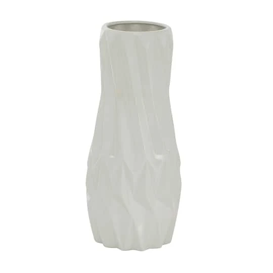 White Ceramic Modern Vase, 16" X 7" X 7" 3 White Ceramic Modern Vase, 16" X 7" X 7" - Image 3