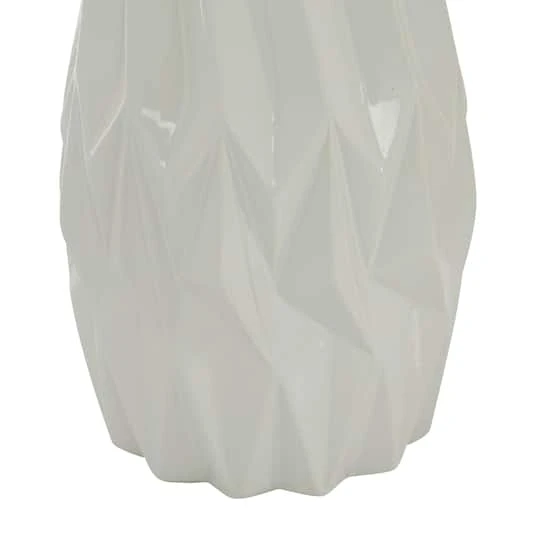White Ceramic Modern Vase, 16" X 7" X 7" 4 White Ceramic Modern Vase, 16" X 7" X 7" - Image 4