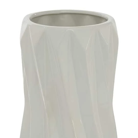 White Ceramic Modern Vase, 16" X 7" X 7" 5 White Ceramic Modern Vase, 16" X 7" X 7" - Image 5