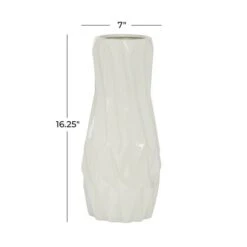 White Ceramic Modern Vase, 16" X 7" X 7" 12 White Ceramic Modern Vase, 16" X 7" X 7" -Michaels Shop D490023S 5