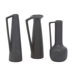 CosmoLiving By Cosmopolitan Set Of 3 Dark Gray Ceramic Modern Vase, 12", 13", 11" -Michaels Shop D490038S 2