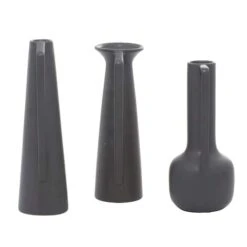 CosmoLiving By Cosmopolitan Set Of 3 Dark Gray Ceramic Modern Vase, 12", 13", 11" -Michaels Shop D490038S 3