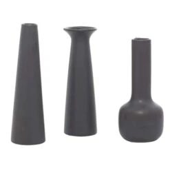 CosmoLiving By Cosmopolitan Set Of 3 Dark Gray Ceramic Modern Vase, 12", 13", 11" -Michaels Shop D490038S 7