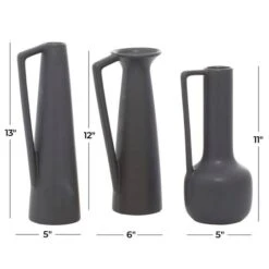 CosmoLiving By Cosmopolitan Set Of 3 Dark Gray Ceramic Modern Vase, 12", 13", 11" -Michaels Shop D490038S 8