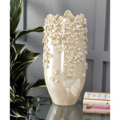 Cream Ceramic Farmhouse Vase, 16" X 9" X 9" -Michaels Shop D490043S 9