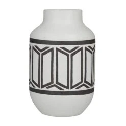 White Porcelain Transitional Vase, 12" X 7" X 7"