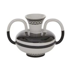 White Ceramic Eclectic Vase, 7" X 7" X 7"