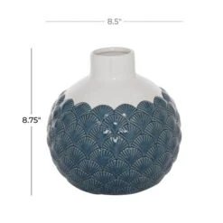 Blue Ceramic Coastal Vase, 9" X 8" X 8" -Michaels Shop D490060S 5