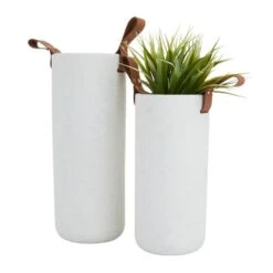 CosmoLiving By Cosmopolitan White Stoneware Contemporary Vase, 15" X 12" -Michaels Shop D490062S 2