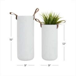 CosmoLiving By Cosmopolitan White Stoneware Contemporary Vase, 15" X 12" -Michaels Shop D490062S 6
