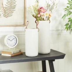 CosmoLiving By Cosmopolitan White Stoneware Contemporary Vase, 15" X 12" -Michaels Shop D490062S 7
