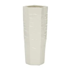 White Ceramic Contemporary Vase, 13" X 5" X 5" -Michaels Shop D490071S 2