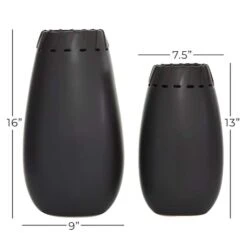 Set Of 2 Black Stoneware Modern Vase, 16", 13" -Michaels Shop D490078S 4