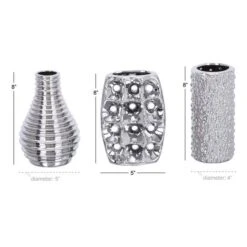 Set Of 3 Silver Ceramic Glam Vase, 8" X 5" 25 Set Of 3 Silver Ceramic Glam Vase, 8" X 5" -Michaels Shop D490087S 11