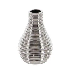 Set Of 3 Silver Ceramic Glam Vase, 8" X 5" 17 Set Of 3 Silver Ceramic Glam Vase, 8" X 5" -Michaels Shop D490087S 3