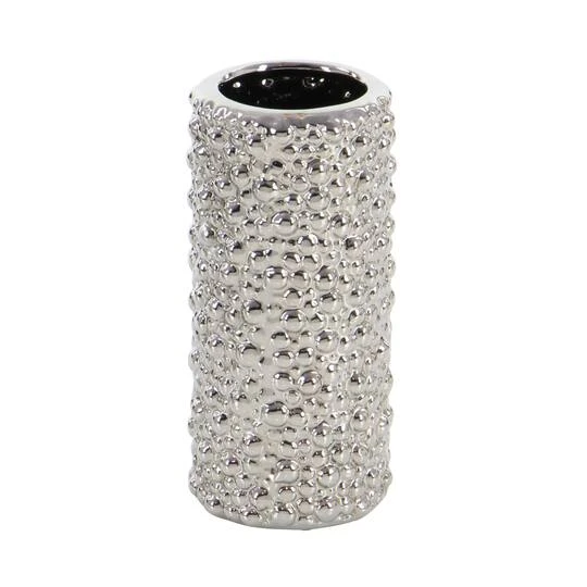 Set Of 3 Silver Ceramic Glam Vase, 8" X 5" 5 Set Of 3 Silver Ceramic Glam Vase, 8" X 5" - Image 5