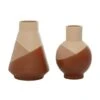 Set Of 2 Tan Ceramic Modern Vase 12", 11"