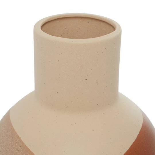 Set Of 2 Tan Ceramic Modern Vase 12", 11" 5 Set Of 2 Tan Ceramic Modern Vase 12", 11" - Image 5