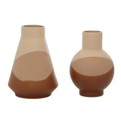 Set Of 2 Tan Ceramic Modern Vase 12", 11" 17 Set Of 2 Tan Ceramic Modern Vase 12", 11" -Michaels Shop D492366S 7