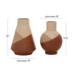 Set Of 2 Tan Ceramic Modern Vase 12", 11" 18 Set Of 2 Tan Ceramic Modern Vase 12", 11" -Michaels Shop D492366S 8