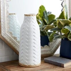 White Porcelain Coastal Style Vase, 7" X 16" -Michaels Shop D492377S 5