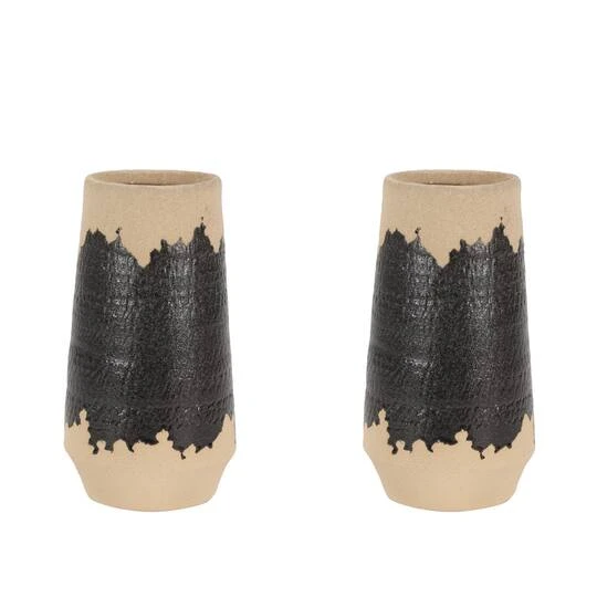Set Of 2 Black Porcelain Contemporary Vase, 7" X 12" 9 Set Of 2 Black Porcelain Contemporary Vase, 7" X 12" - Image 9