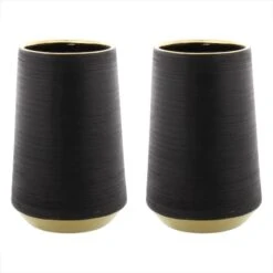 CosmoLiving By Cosmopolitan Set Of 2 Black Porcelain Glam Vase, 5" X 8" -Michaels Shop D492400S 8