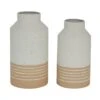 Set Of 2 White Metal Farmhouse Vase, 11", 12"