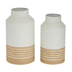 Set Of 2 White Metal Farmhouse Vase, 11", 12" -Michaels Shop D494154S 2