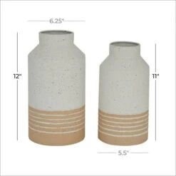 Set Of 2 White Metal Farmhouse Vase, 11", 12" -Michaels Shop D494154S 6