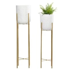 Set Of 2 Gold Metal Contemporary Planter, 39", 46" 13 Set Of 2 Gold Metal Contemporary Planter, 39", 46" -Michaels Shop D501375S 4