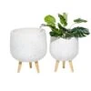 Set Of 2 White MgO Contemporary Planter 17", 15"
