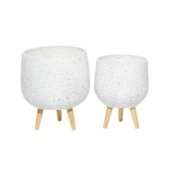 Set Of 2 White MgO Contemporary Planter 17", 15" -Michaels Shop D501394S 2