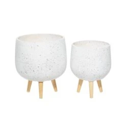 Set Of 2 White MgO Contemporary Planter 17", 15" -Michaels Shop D501394S 5
