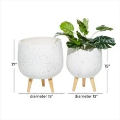 Set Of 2 White MgO Contemporary Planter 17", 15" -Michaels Shop D501394S 6