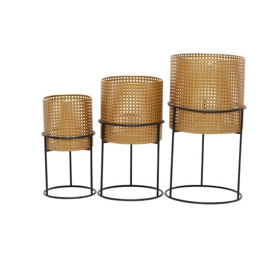 Set Of 3 Gold Iron Contemporary Planter, 23" X 13" X 13" 12 Set Of 3 Gold Iron Contemporary Planter, 23" X 13" X 13" - Image 12