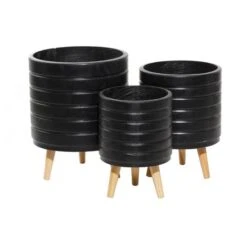 CosmoLiving By Cosmopolitan Set Of 3 Black MgO Planter 18", 16", 15" -Michaels Shop D501412S 2