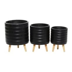 CosmoLiving By Cosmopolitan Set Of 3 Black MgO Planter 18", 16", 15" -Michaels Shop D501412S 3