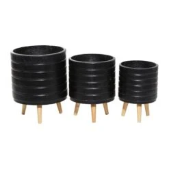 CosmoLiving By Cosmopolitan Set Of 3 Black MgO Planter 18", 16", 15" -Michaels Shop D501412S 6