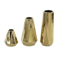 Set Of 3 Gold Stoneware Glam Vase, 7", 11", 15" -Michaels Shop D502649S 2