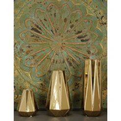 Set Of 3 Gold Stoneware Glam Vase, 7", 11", 15" -Michaels Shop D502649S 9