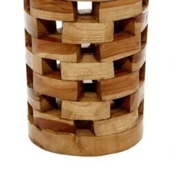 Brown Teak Wood Contemporary Style Vase, 16" X 6" X 6" -Michaels Shop D502652S 4
