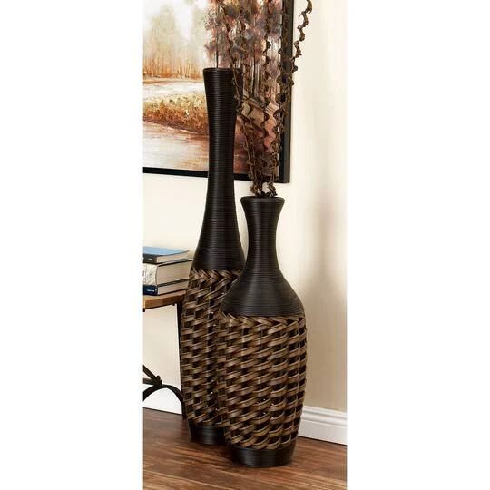 Brown Rattan Coastal Style Vase, 48" X 12" X 12" 9 Brown Rattan Coastal Style Vase, 48" X 12" X 12" - Image 9
