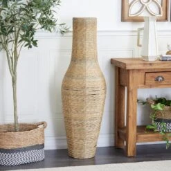 Brown Faux Seagrass Handmade Tall Woven Floor Vase 14" X 14" X 44" -Michaels Shop D502661S 5
