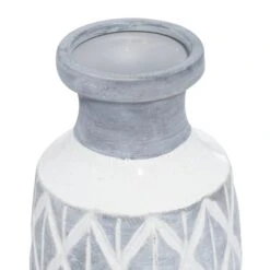 Coastal Gray And White Ceramic Jar Vase With Criss Cross Pattern, 16" X 6" X 6" 10 Coastal Gray And White Ceramic Jar Vase With Criss Cross Pattern, 16" X 6" X 6" -Michaels Shop D502666S 3