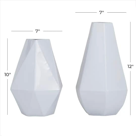 CosmoLiving By Cosmopolitan White Iron Contemporary Vase, 12" X 10" 8 CosmoLiving By Cosmopolitan White Iron Contemporary Vase, 12" X 10" - Image 8