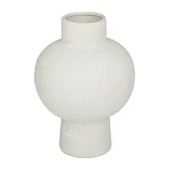 CosmoLiving By Cosmopolitan White Ceramic Modern Vase, 8" X 12"